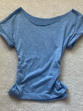 Women’s Speckled Blue off the shoulder Tee